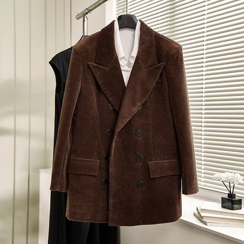 Blazer élégant en cord pour femmes avec double rangée de boutons et coupe classique Chic & Stil