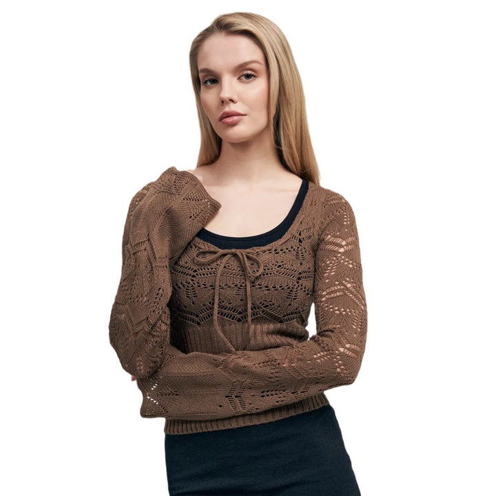 Women knit top with elegant crochet details and a relaxed fit Lune London