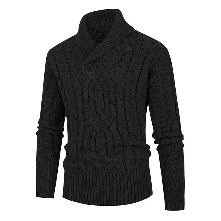 Men's chunky knit sweater with shawl collar and refined twisted pattern Lune London