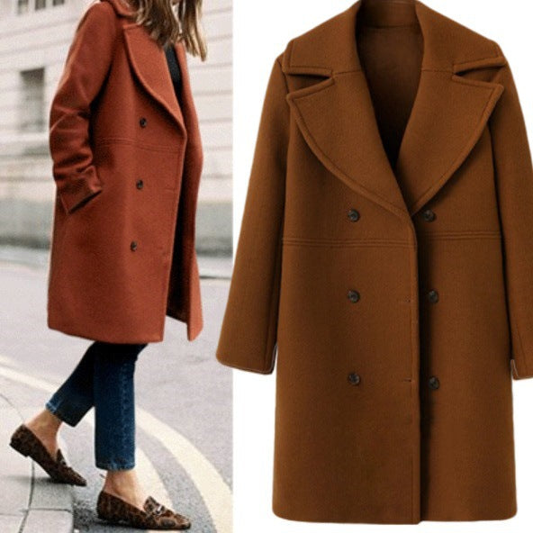 Women Elegant Double Button Coat with Modern Lapels Lune London
