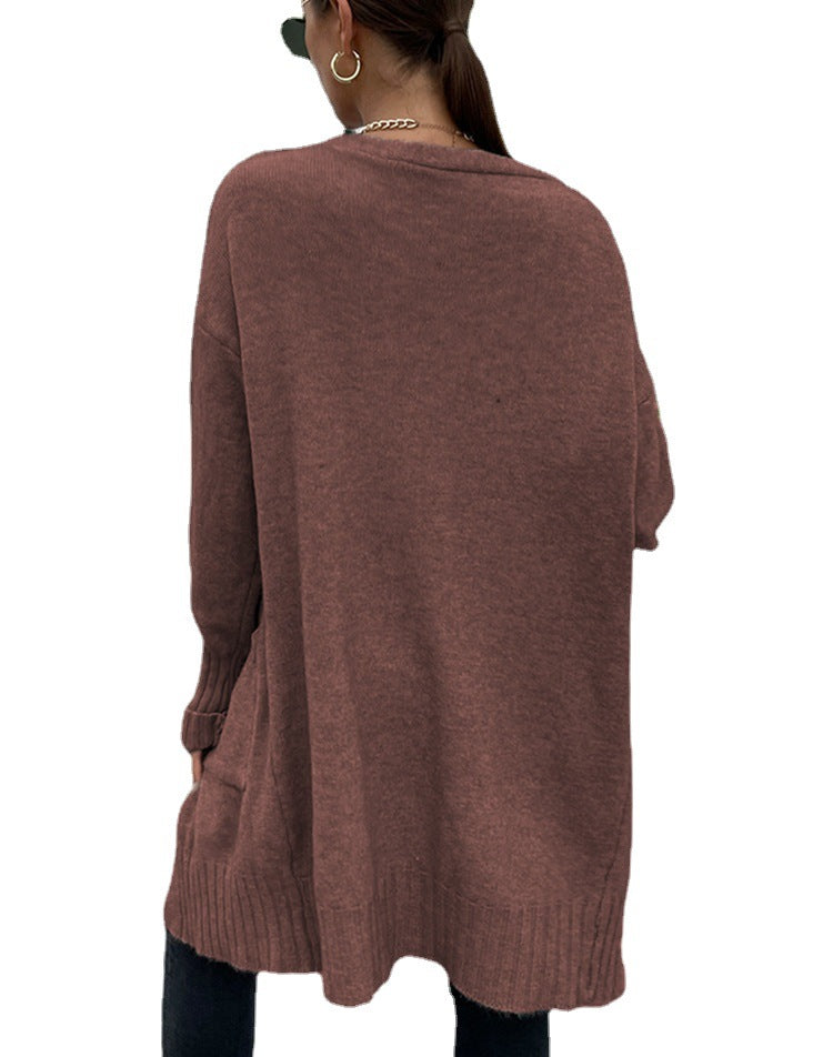 Elegant knit coat for women with oversized cut and pockets Lune London