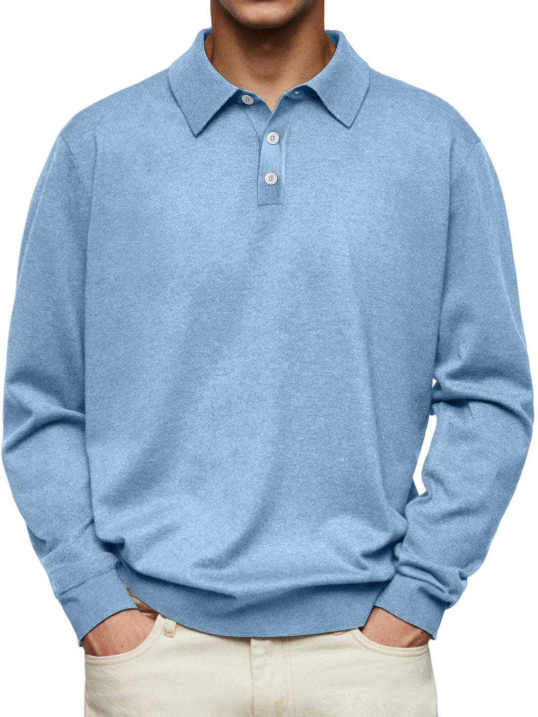 Men's long sleeve polo in soft cotton blend Lune London