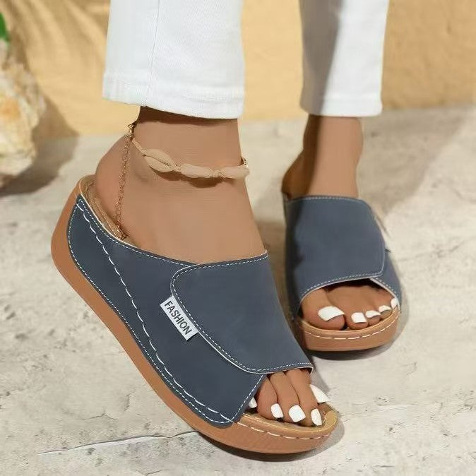 Ladies Chic Platform Slide Sandals Lune London