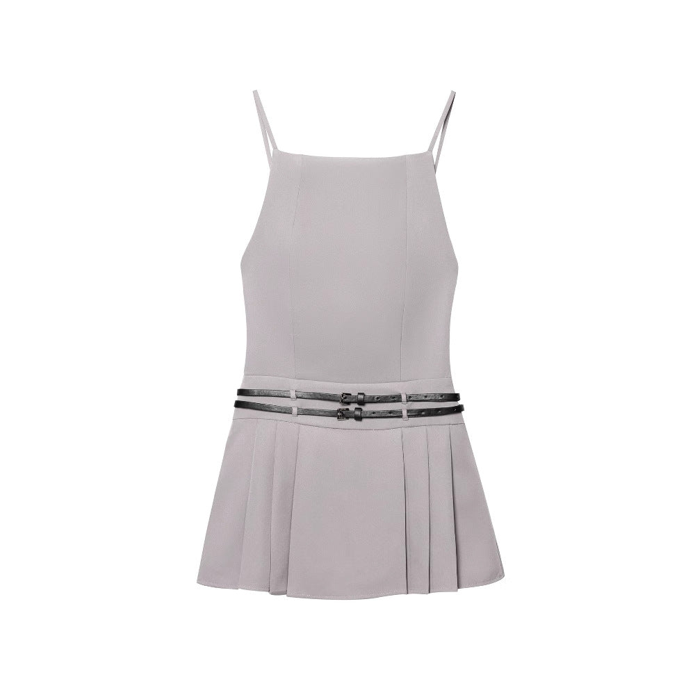 Lady Top with elegant pleated design and fashionable belt Lune London