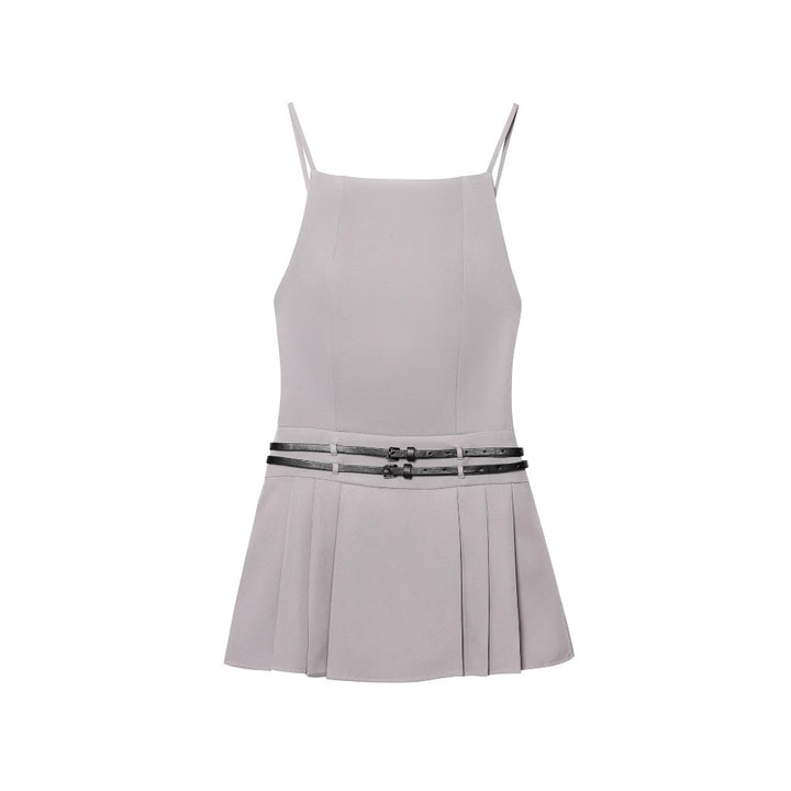 Lady Top with elegant pleated design and fashionable belt Lune London