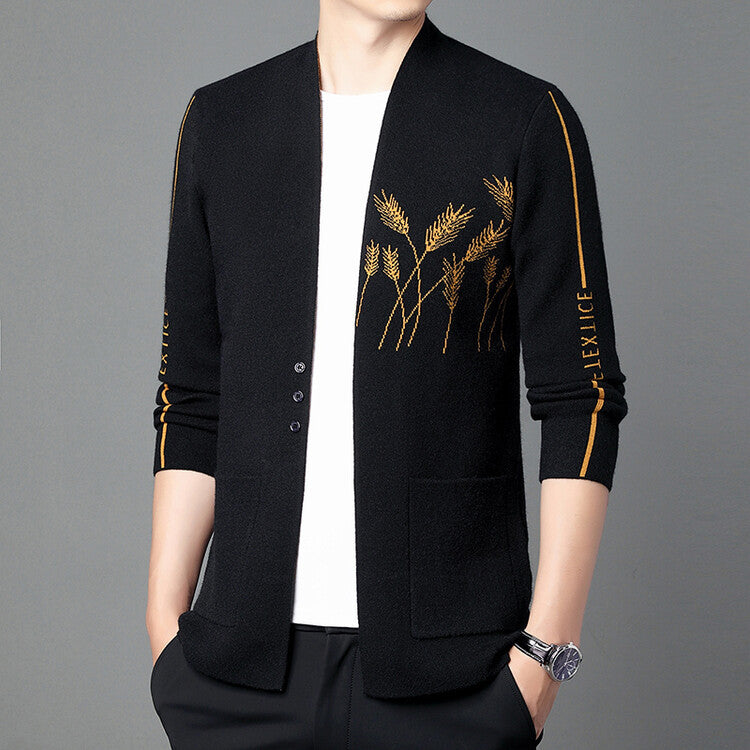 Trendy knitted jacket for men with fine embroidery Lune London