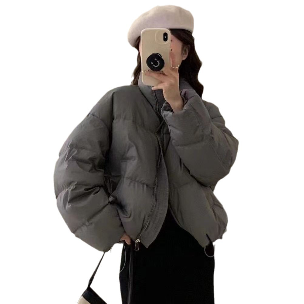 Ladies oversized puffer jacket with elastic waist and side zip pockets Lune London