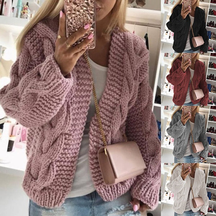 Knitted jacket for women with a striking braid design and an oversized fit Lune London