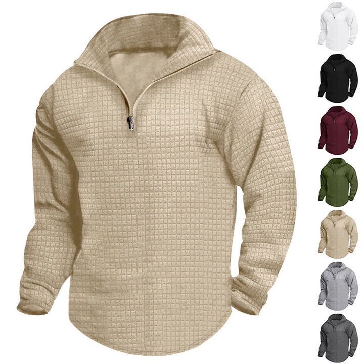 Men's High-Quality Fleece Sweater with Stand-Up Collar and Zipper Lune London