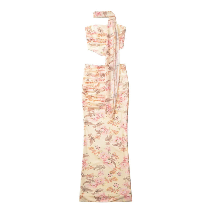Maxi skirt for ladies with refined ruffle details and floral applications Lune London