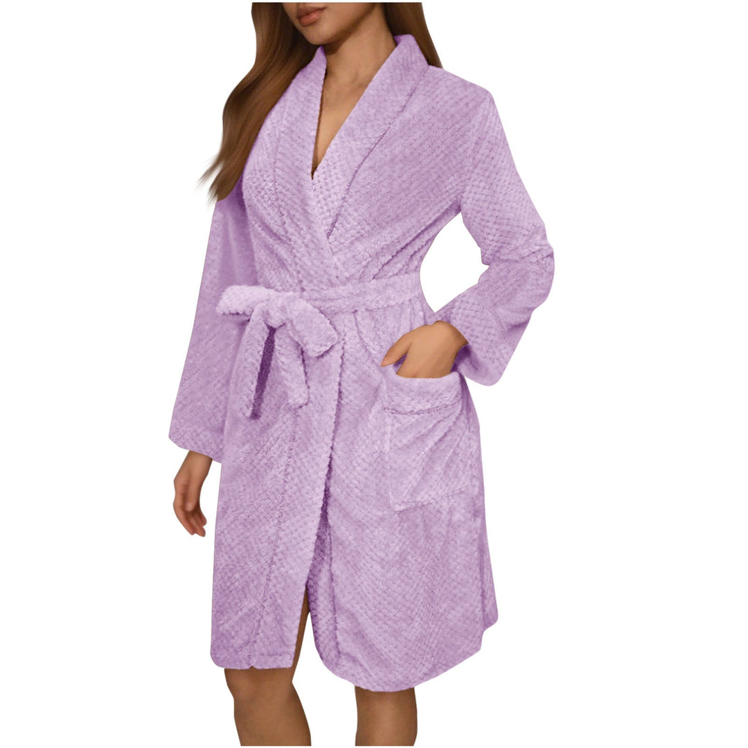 Women's Cozy Bathrobe with Belt and Pockets Lune London