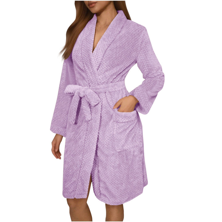 Women's Cozy Bathrobe with Belt and Pockets Lune London