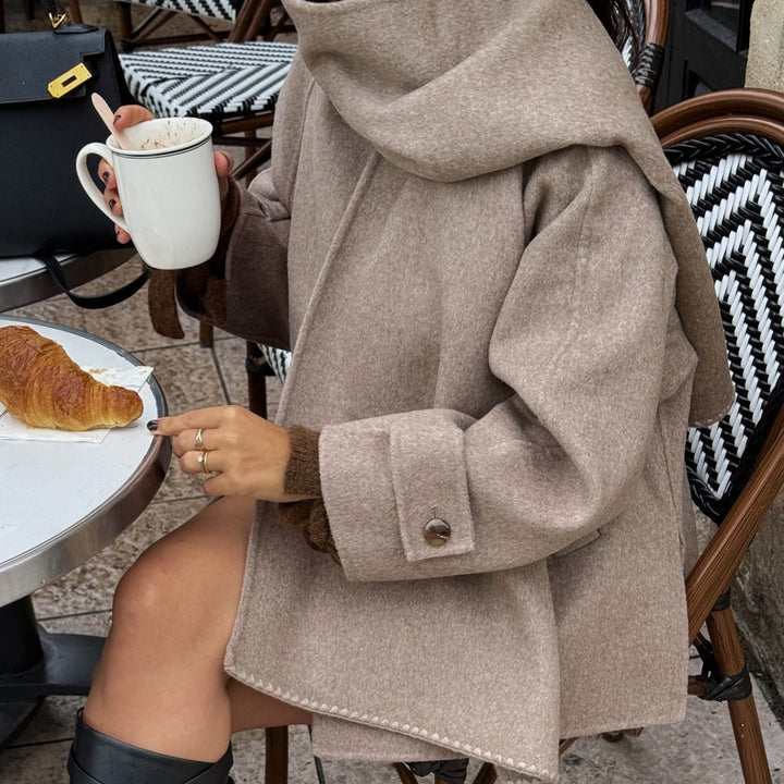 Oversized wool blend coat for women with shawl collar Lune London