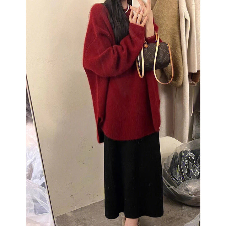 Pull oversized confortable pour femmes en matériau tricot doux avec une coupe décontractée