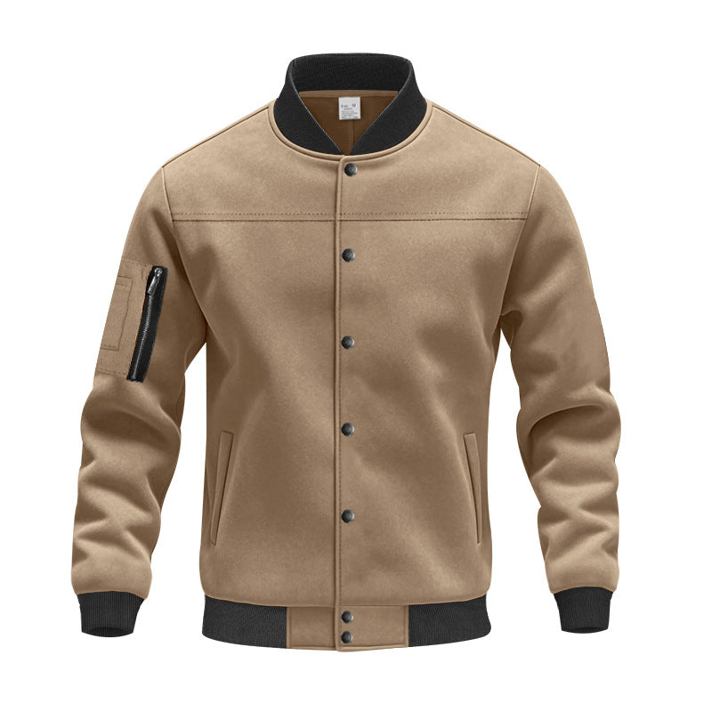 Trendy university jacket for men with practical zippered pockets and elastic cuffs Lune London