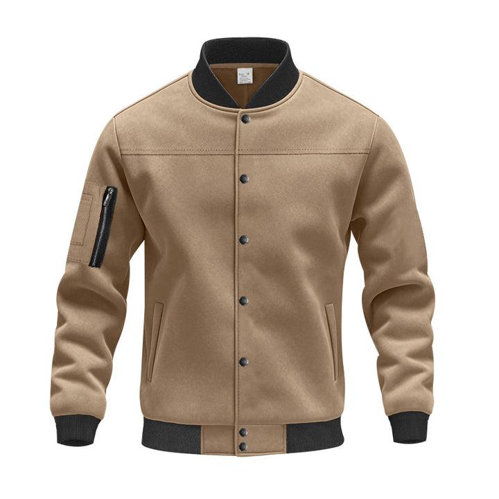 Trendy university jacket for men with practical zippered pockets and elastic cuffs Lune London