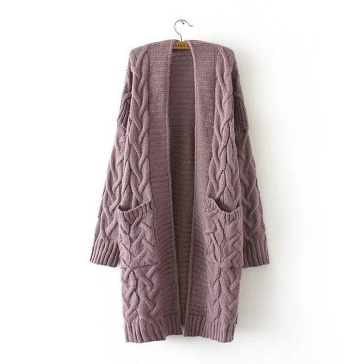 Women’S Cardigan with Chunky Cable Pattern and Pockets Lune London