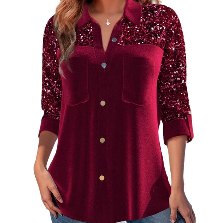 Blouse pour femmes avec des manches en sequins scintillants Chic & Stil