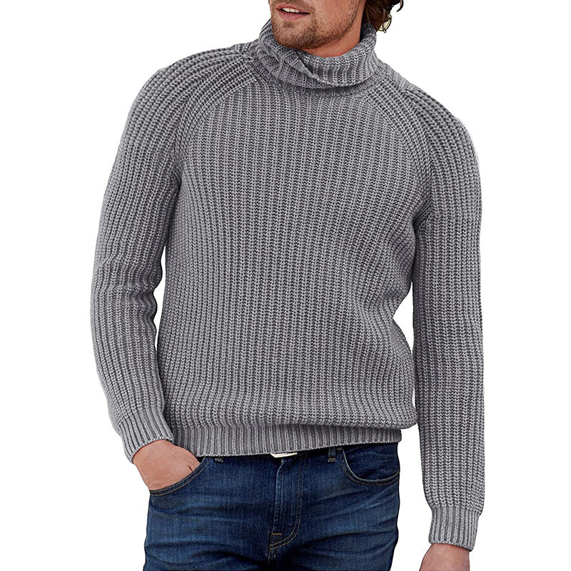 Chunky knit men's sweater with high collar Lune London