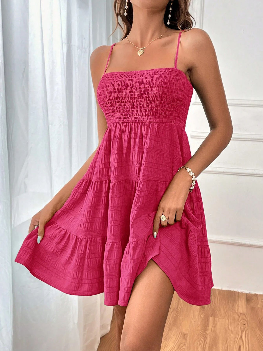 Sleeveless mini dress for women with flared skirt and elastic top Lune London