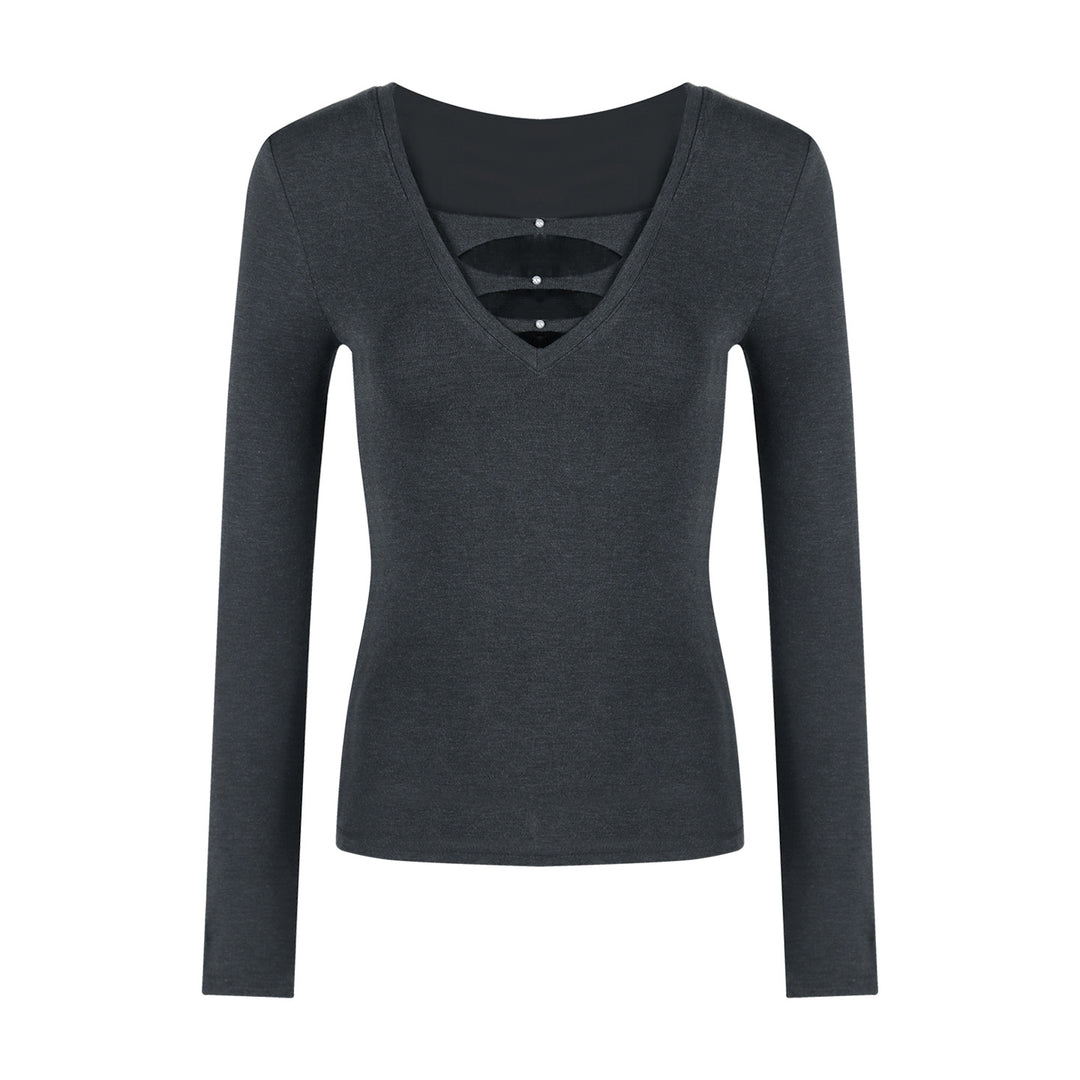 Women's long sleeve shirt with trendy cut-out design and figure-friendly silhouette Chic & Stil