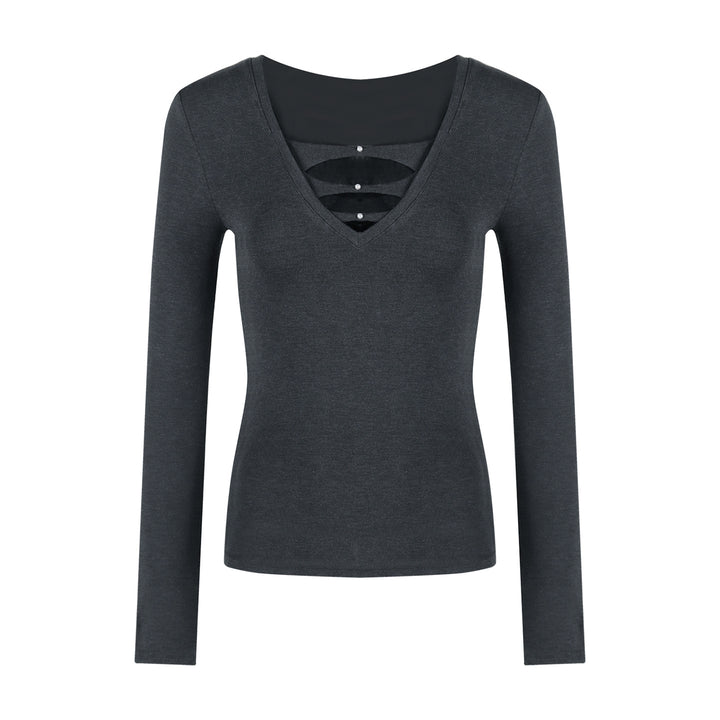 Women's long sleeve shirt with trendy cut-out design and figure-friendly silhouette Chic & Stil