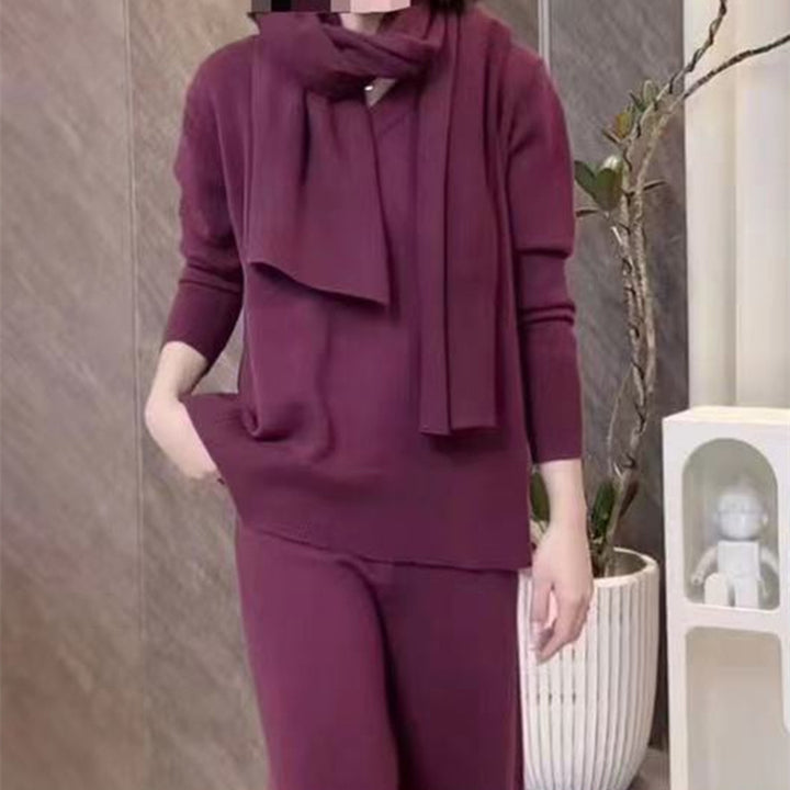 Ensemble de pull en tricot et large pantalon pour femmes Chic & Stil