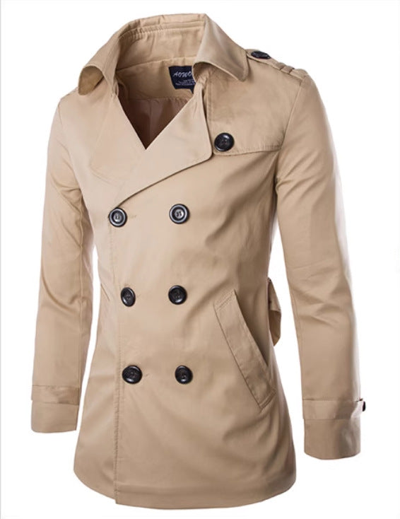 Elegant trench coat for men with double-breasted button closure and side insert pockets Lune London