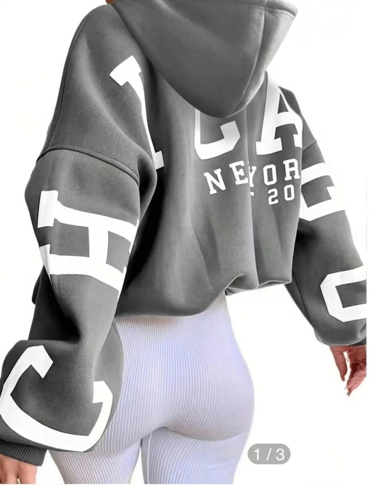 Ladies oversized hoodie with stylish inscription Lune London