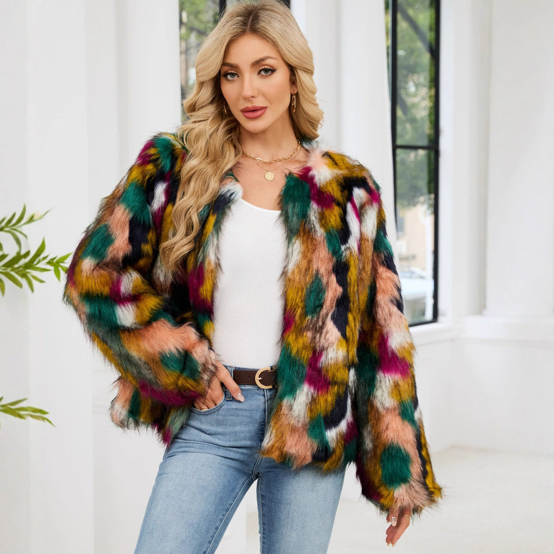 Lune London | Ladies' Fashionable Faux Fur Jacket with Eye-catching Pattern