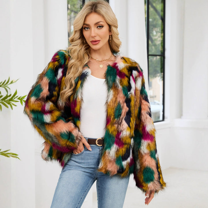 Lune London | Ladies' Fashionable Faux Fur Jacket with Eye-catching Pattern