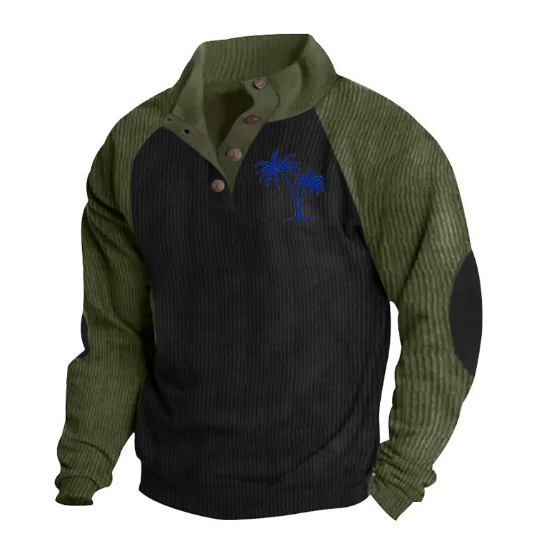 Casual men's sweater with trendy high collar and contrasting sleeve structures Lune London
