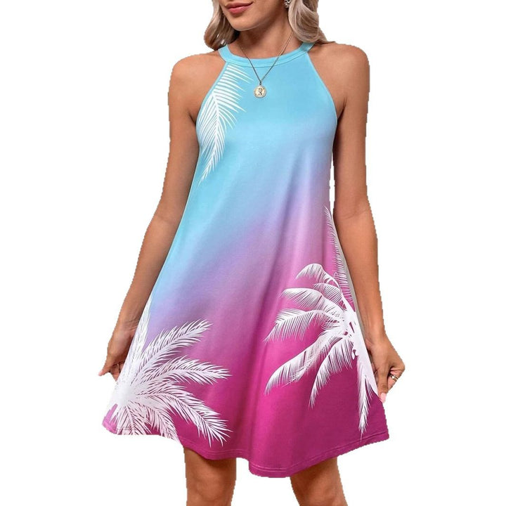 Ladies Tropical Print Neck Dress Lune London