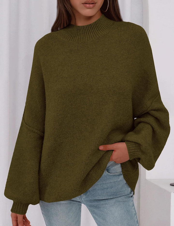 Ladies oversized knit sweater with comfortable fit and high collar Lune London
