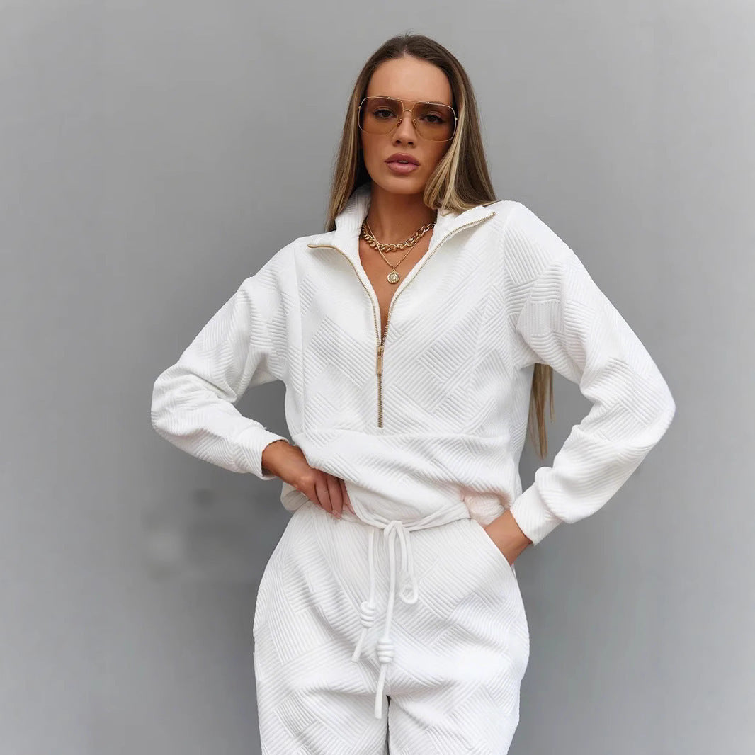 Ladies Modern High Collar Fleece Sports Jacket with Zipper Lune London