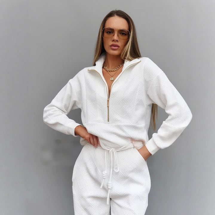 Ladies Modern High Collar Fleece Sports Jacket with Zipper Lune London