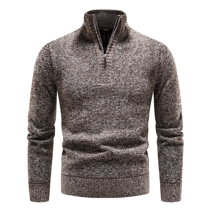 Sporty knit sweater for men with half-zip and textured design Lune London