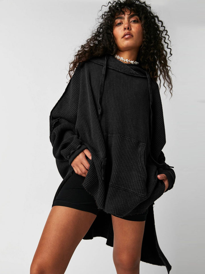 Ladies Oversized Hoodie in Mesh with Kangaroo Pocket Lune London