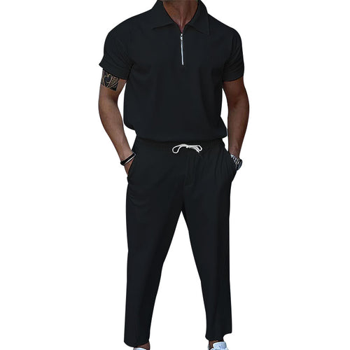 Trendy men's sports set with short zipper and elastic waist Lune London