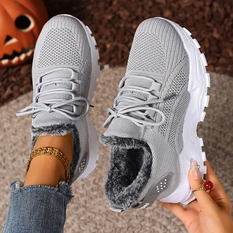 Ladies Cozy Sneakers with Fleece Lining Lune London