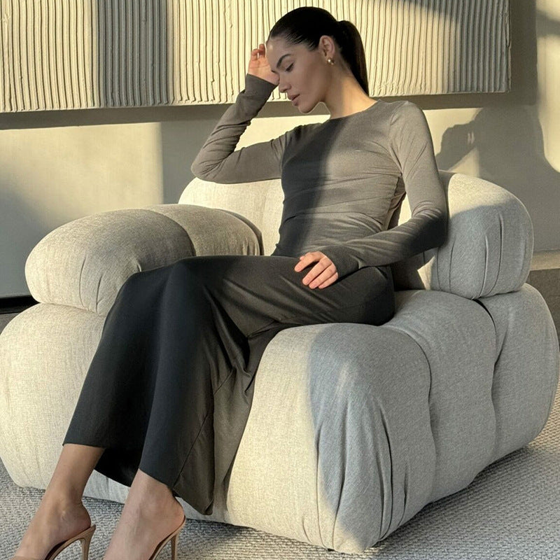 Ladies Elegant Maxi Dress with Long Sleeves in High Quality Jersey Lune London