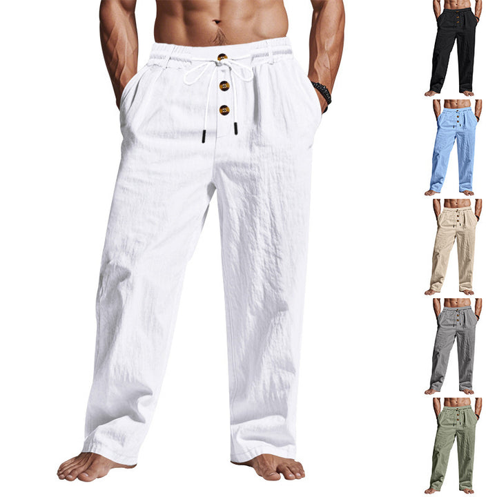 Casual pants for men with elastic waistband and button detail Lune London