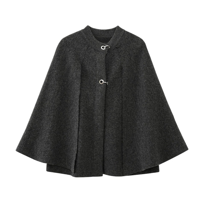 Ladies Down Jacket-Cape with contrasting collar and decorative button details Lune London