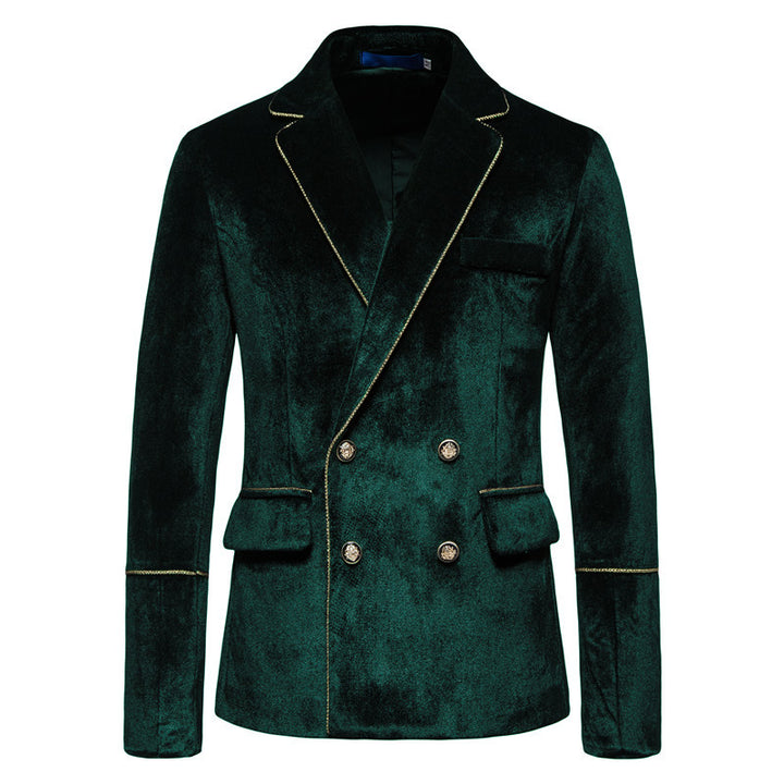 Velvet suit for men with gold details and classic lapels Lune London