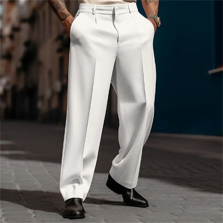 Men's Classic Suit Trousers with High Waistband and Wide Legs Lune London