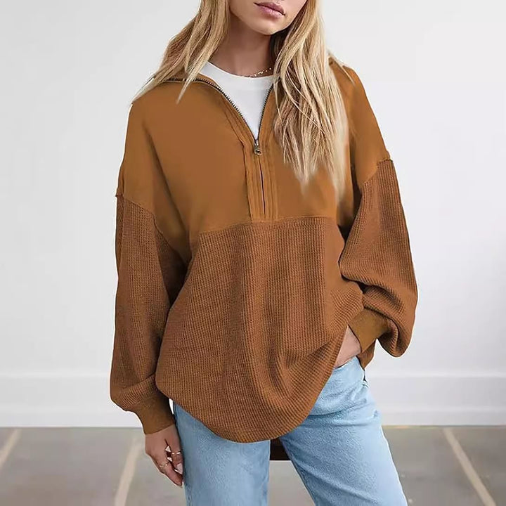 Women's casual sweatshirt with high collar and textured design Lune London