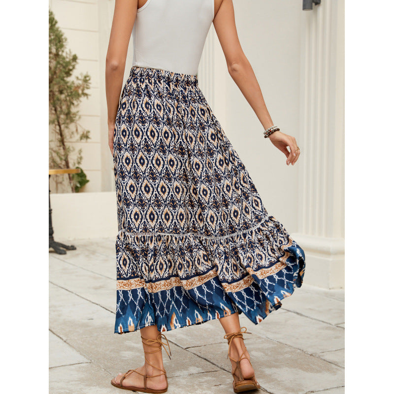 Ladies Bohemian Tiered Maxi Skirt Lune London