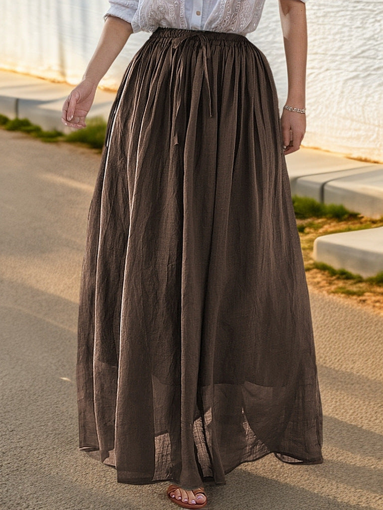 Elegant maxi skirt for women with a flowing cut and practical drawstrings Lune London