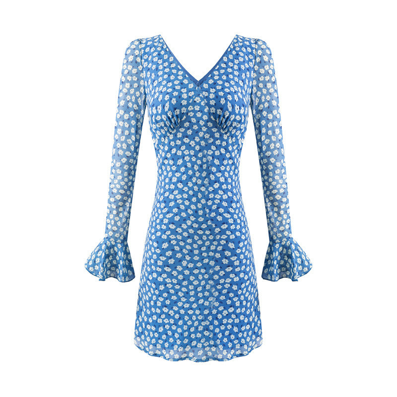 Shirt dress for women with floral design and elegant V-neck Lune London