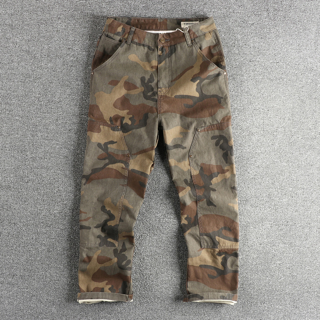 Men's cargo pants in modern camouflage design with multifunctional pockets Lune London